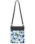 Blue Butterfly Crossbody Phone Bag Elegant Everyday Travel Purse