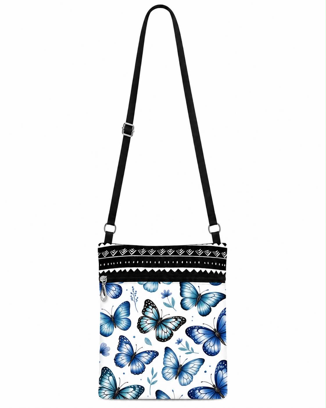 Blue Butterfly Crossbody Phone Bag Elegant Everyday Travel Purse