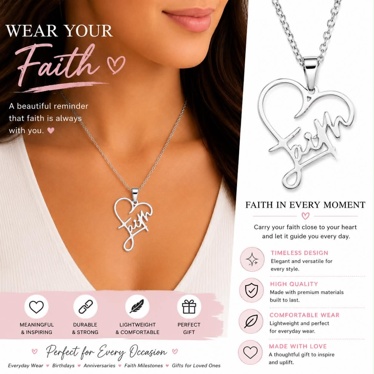 Faith In Every Moment Silver Necklacecklace