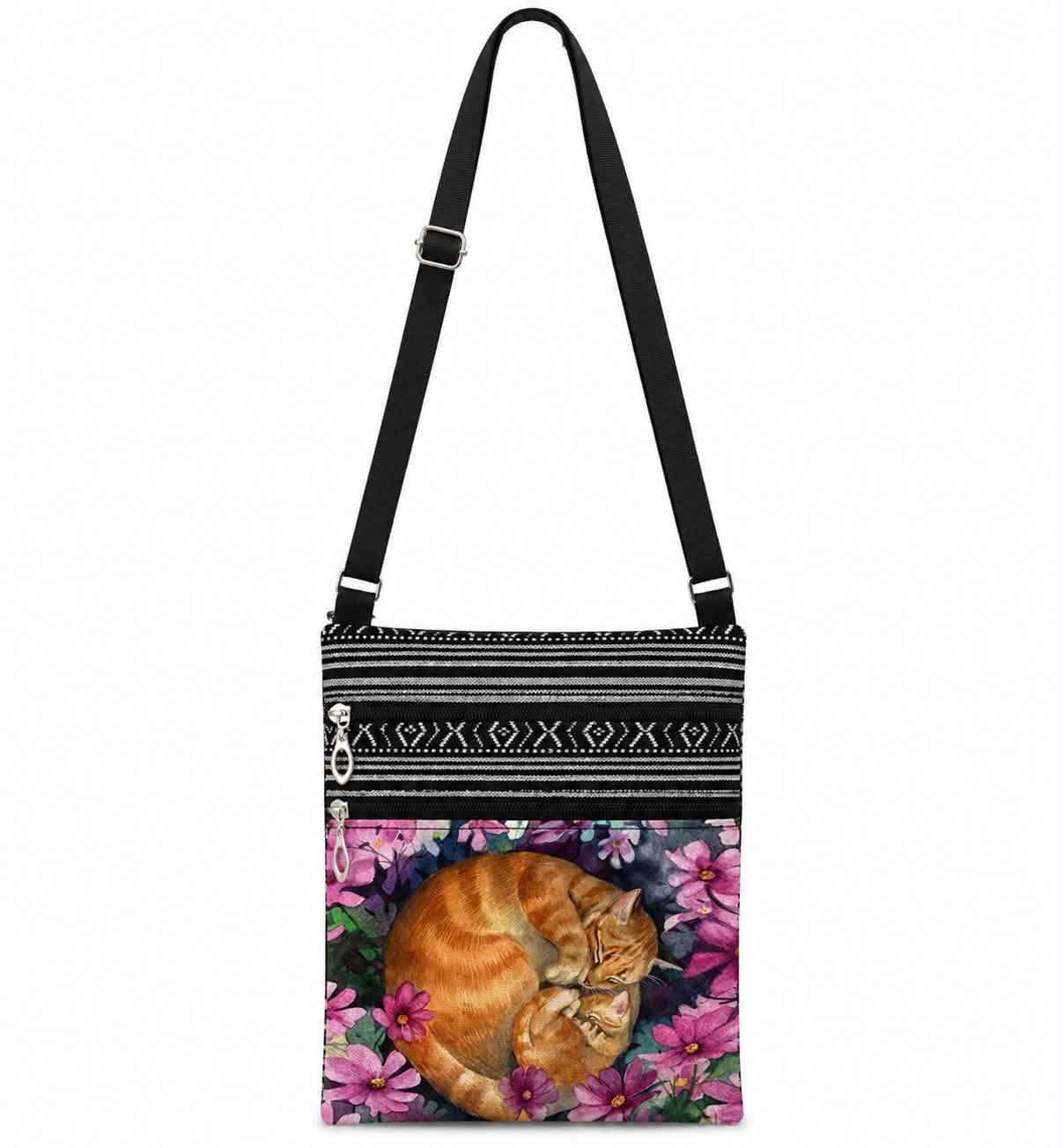 Sleeping Cat & Kitten Crossbody Bag