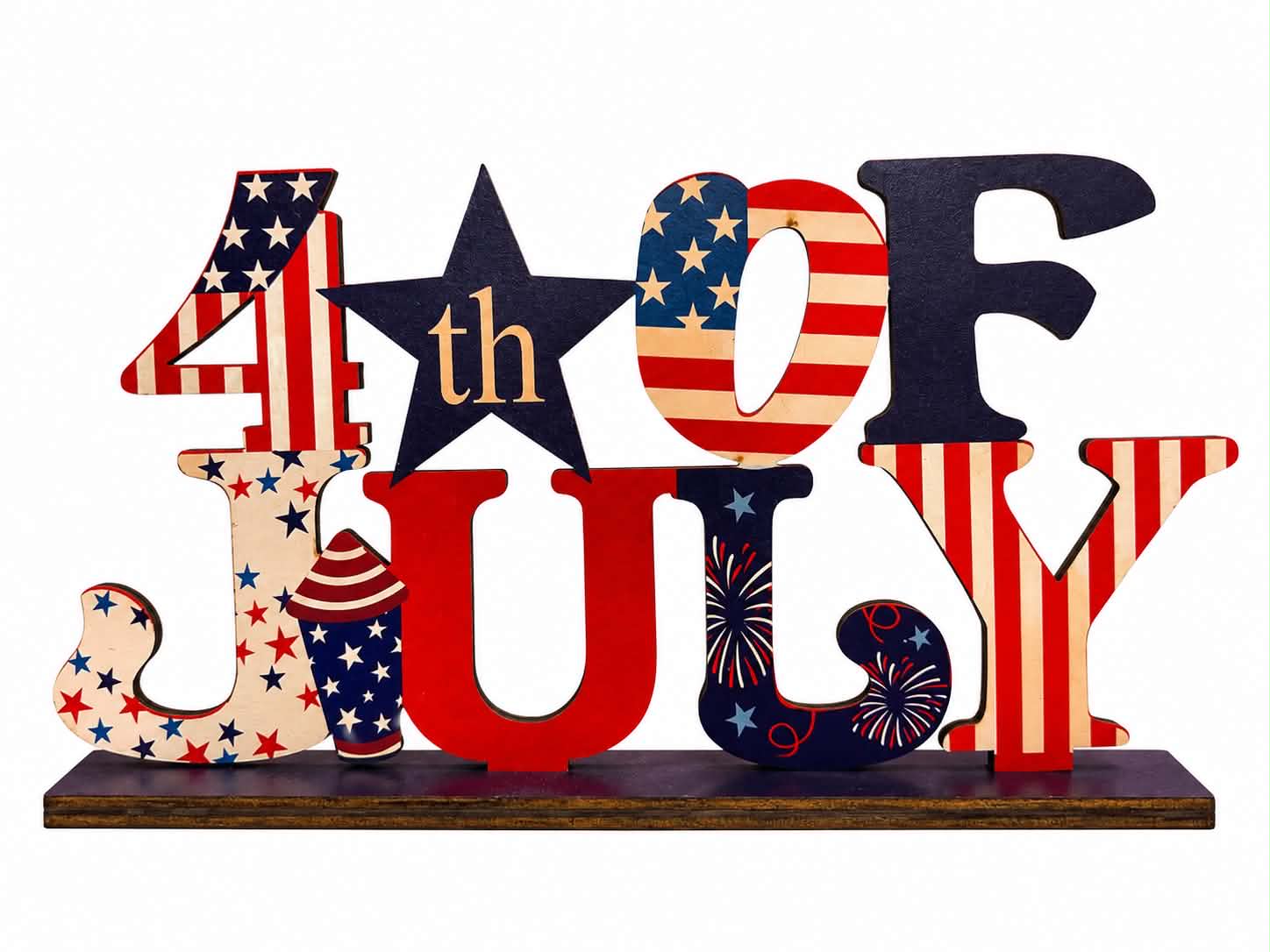 4th of July Patriotic Wooden Tabletop Sign