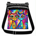 Colorful Bold Uniquely You Psychodelic Cat Crossbody Purse