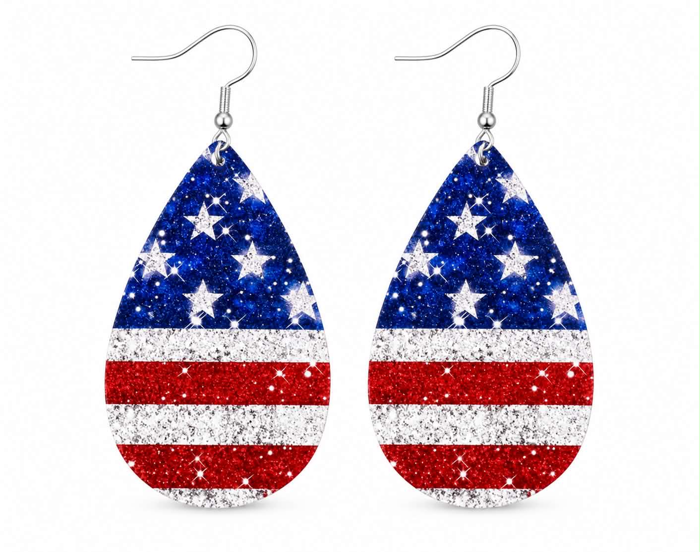 Patriotic American Flag Teardrop Earrings