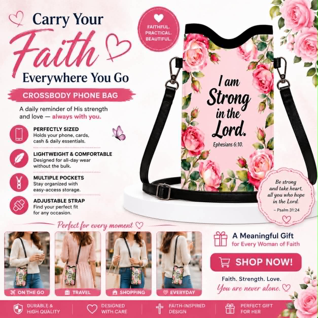 Faith Everywhere You Go Crossbody Phone Bag