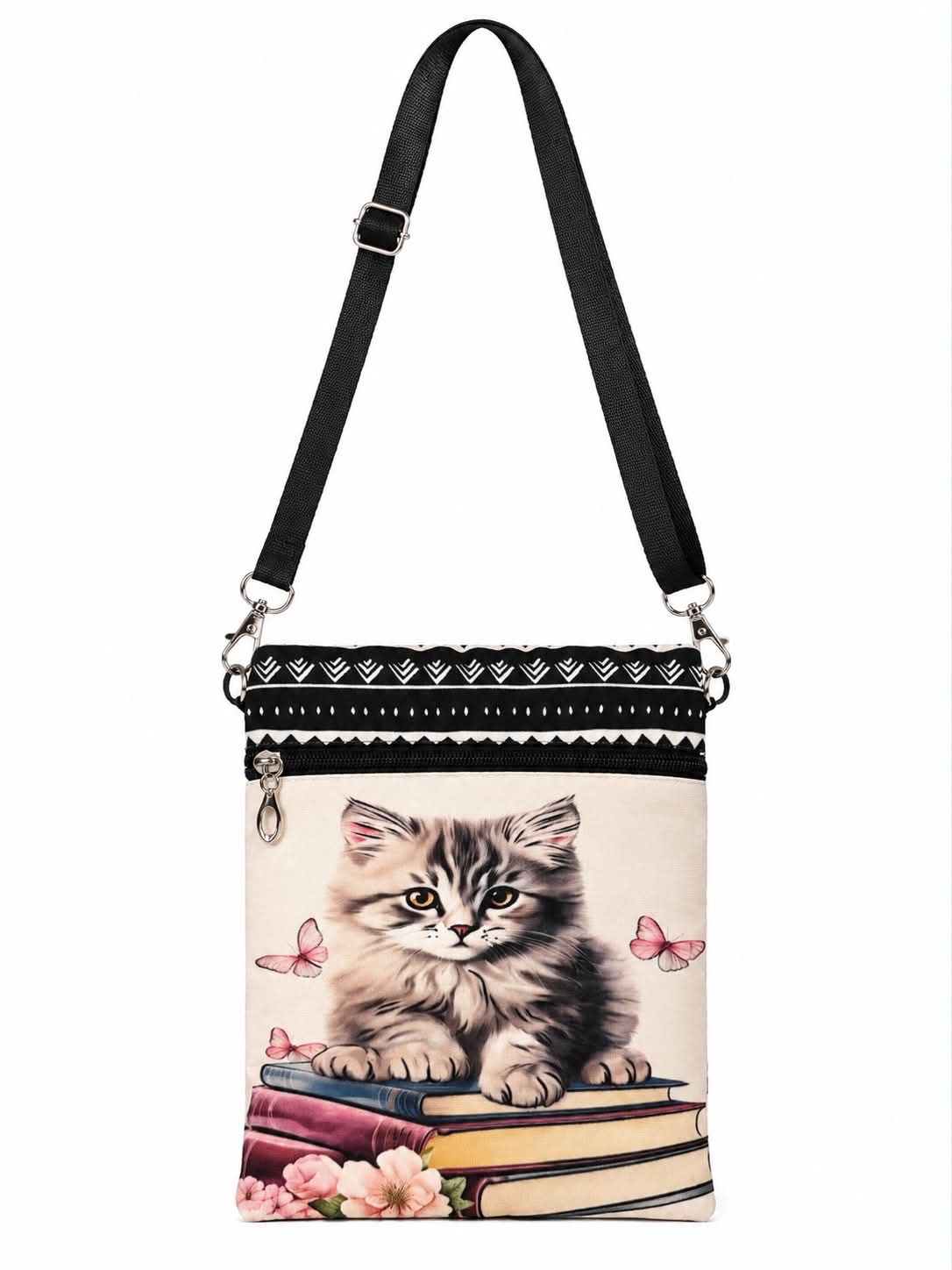 Kitten Books Crossbody Phone Bag