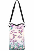 Faith Hope Love Believe Phone Crossbody Bag Inspirational Hummingbird Purse