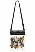 Love Like Jesus Floral Butterfly Crossbody Bag Christian Faith Shoulder Purse Inspirational Gift for Women