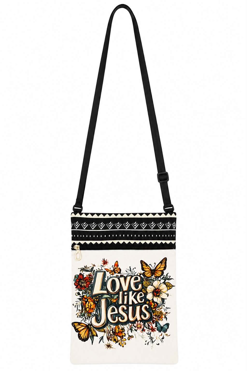 Love Like Jesus Floral Butterfly Crossbody Bag Christian Faith Shoulder Purse Inspirational Gift for Women