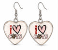 I Love Cats Heart Dangle Earrings
