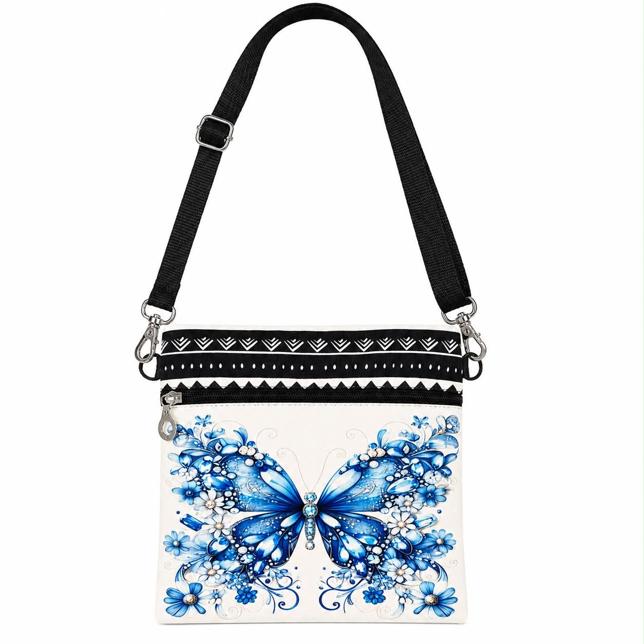 Blue Butterfly Crossbody Phone Bag