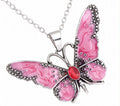 Pink Butterfly Pendant Necklace