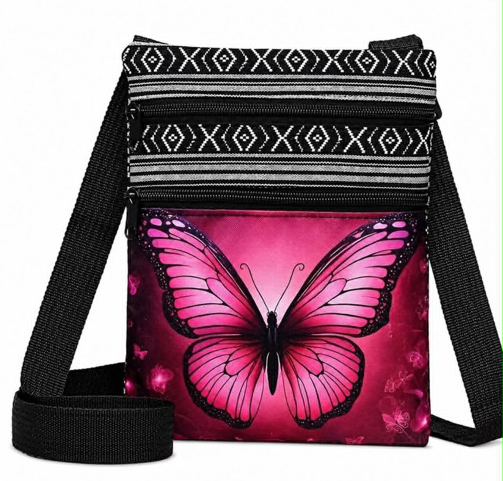 Carry Confidence Pink Butterfly Crossbody Phone Bag