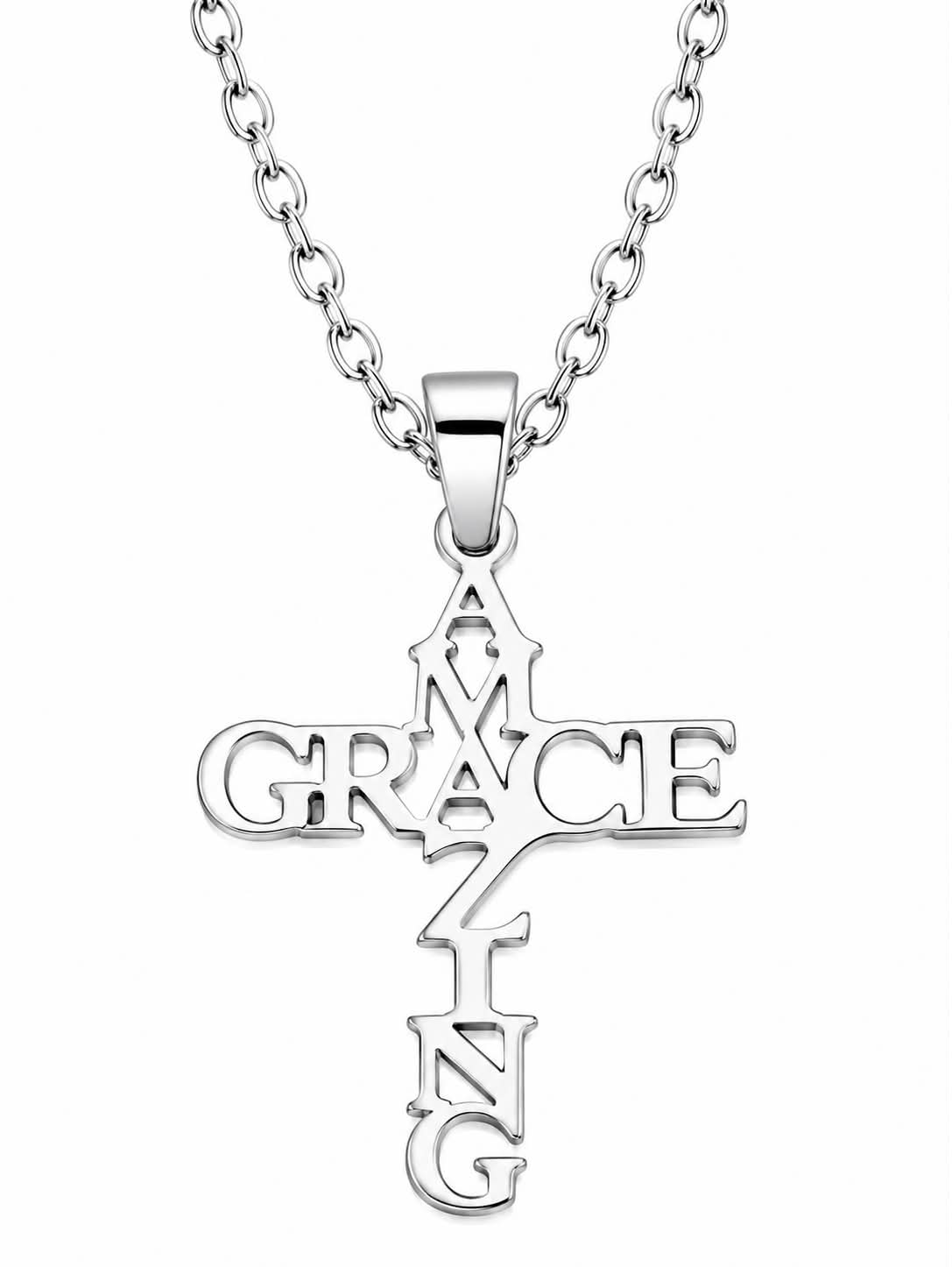 Wear Your Faith Amazing Grace Silver Necklace