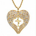 Angel Wings Cross Heart Necklace