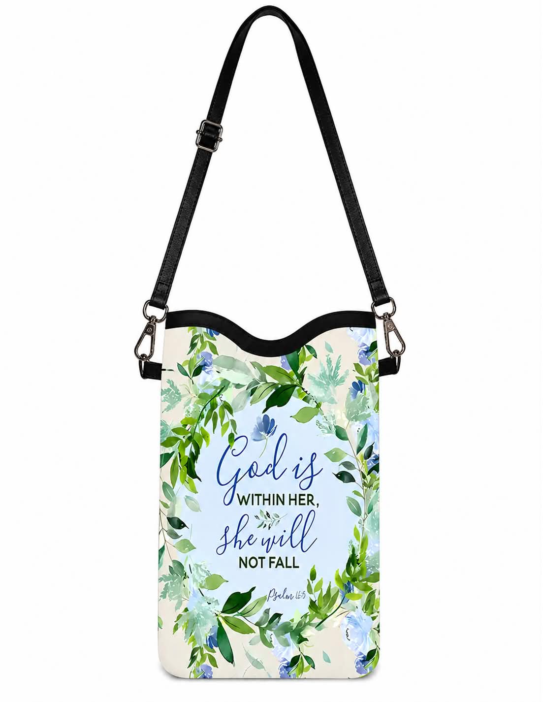 God Is Within Her, She Will Not Fall Crossbody Phone Bag Psalm 46:5 Inspirational Purse