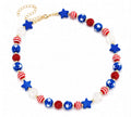 Patriotic Stars & Stripes Beaded Necklace