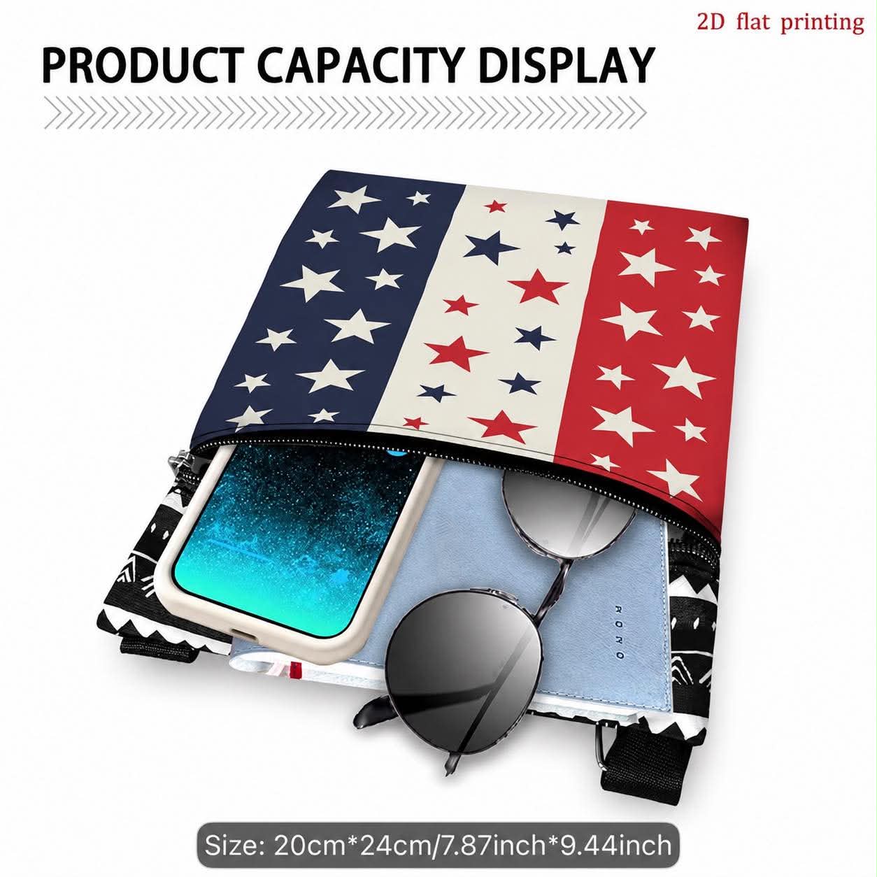 Patriotic Crossbody Bag for Women American Flag Shoulder Purse with Adjustable Strap Lightweight Small Messenger Travel Bag