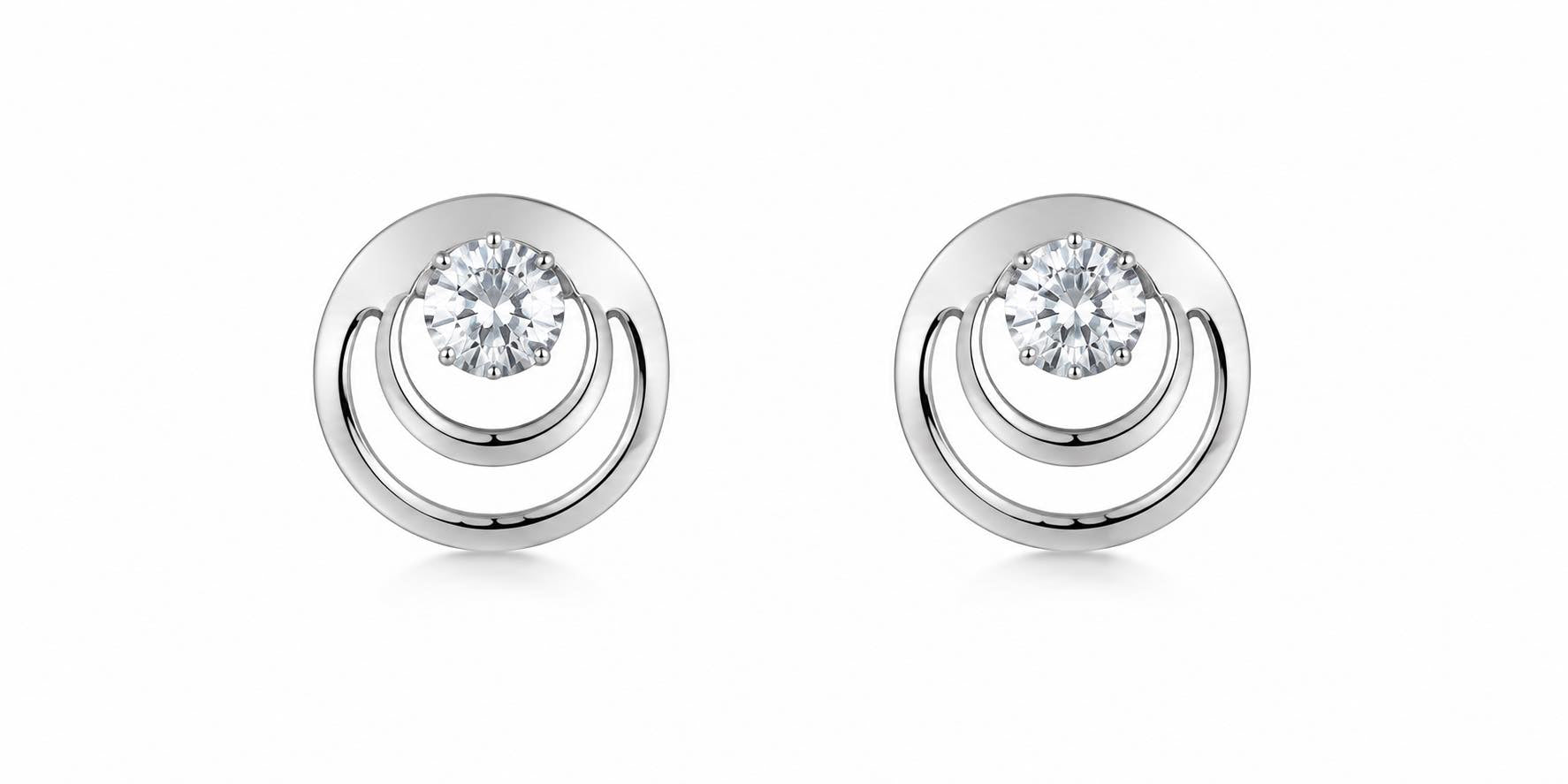 Circular Silver Stud 1cm Earrings