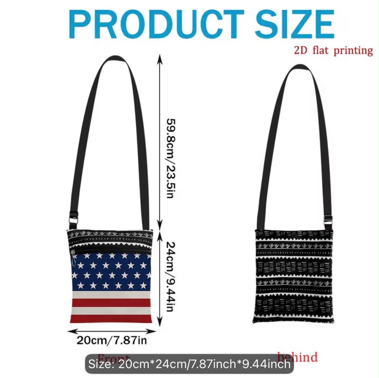 American Flag Crossbody Bag for Women Adjustable Shoulder Strap