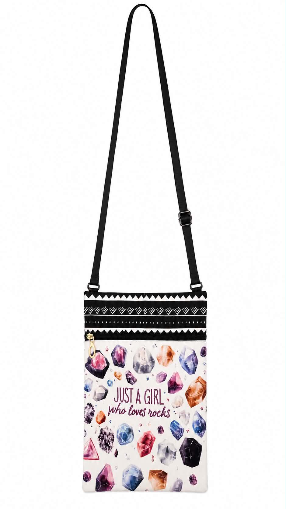 Just a Girl Who Loves Rocks Crossbody Phone Bag