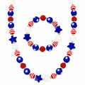 Patriotic Red White Blue Necklace and Bracelet Set for Girls & Women American Flag Beaded Jewelry Set 4th of July Accessories