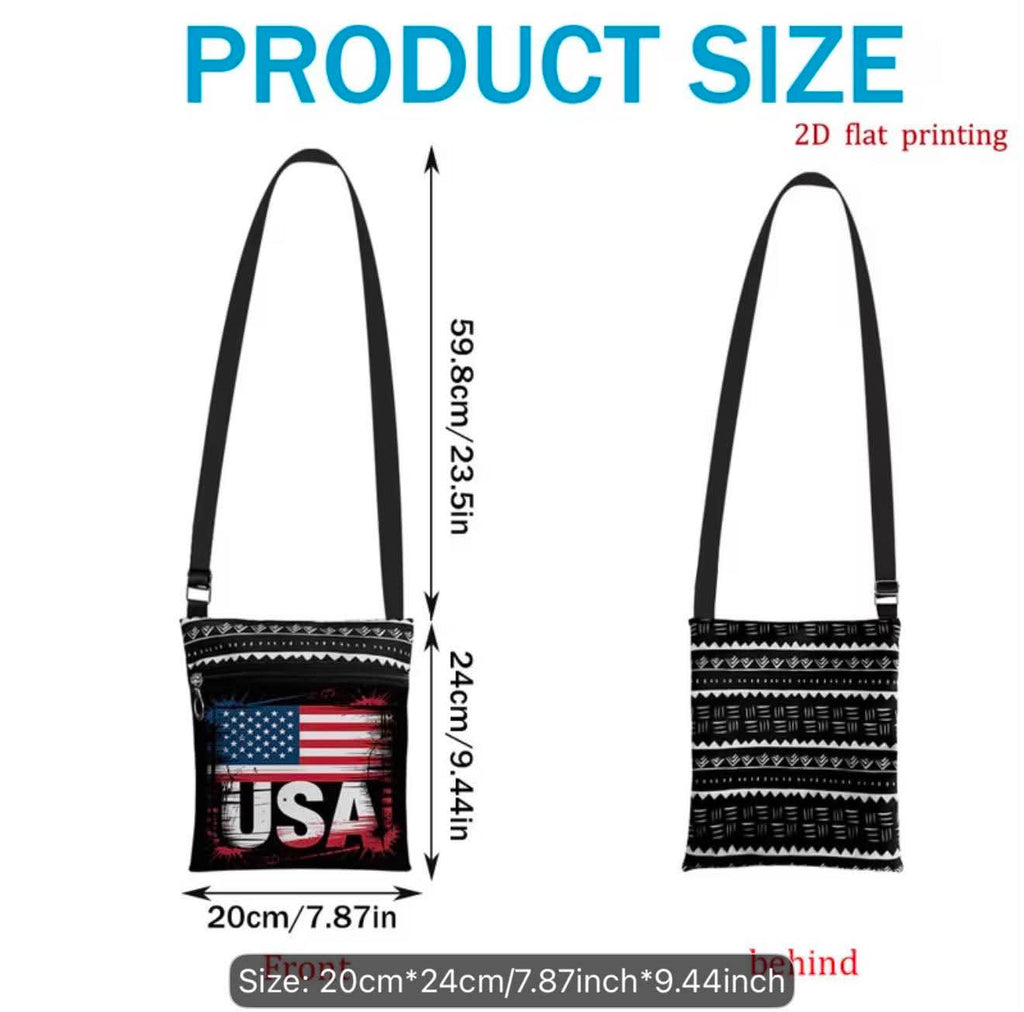 USA Flag Crossbody Bag for Women Patriotic Adjustable Shoulder Purse with Zipper Pocket Lightweight Small Messenger Travel Bag