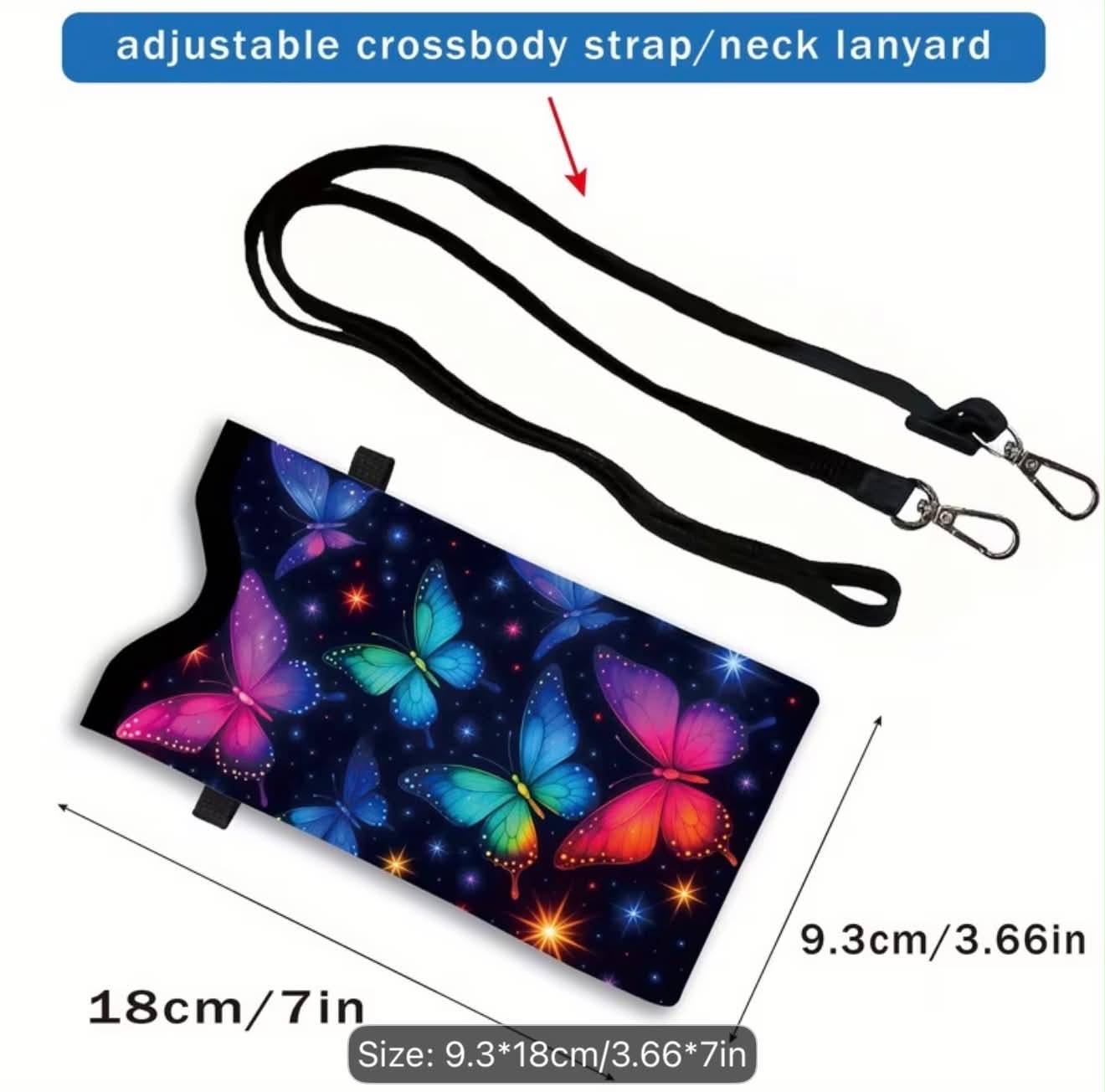 Small Crossbody Purse Carry What you Need Hands Free Multicolor Butterfly