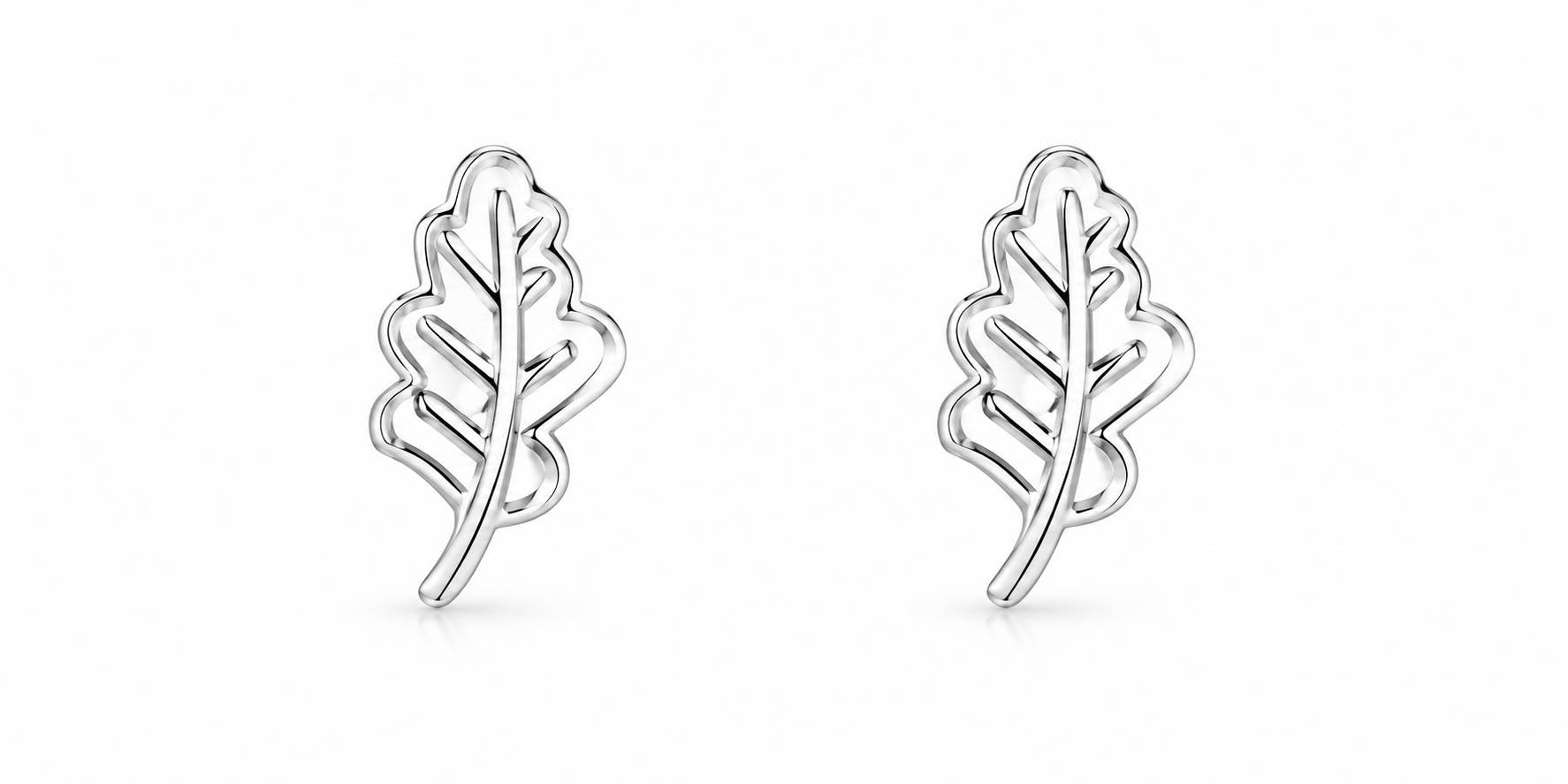 Leaf Silver 1cm Earrings