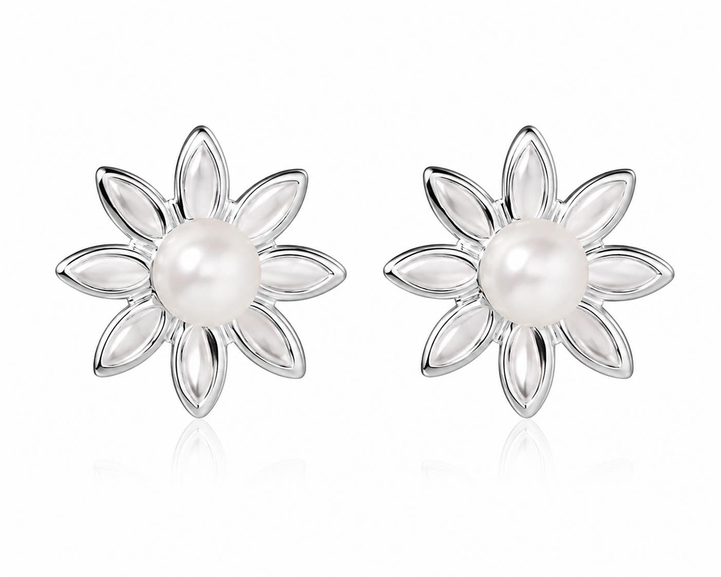 Flower Pearl Stud 1cm Earrings
