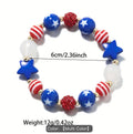 Patriotic Beaded Stretch Bracelet for Women Memorial Day, Fourth of July Jewelry