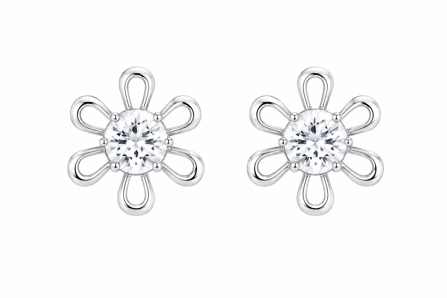 Flower Crystal Stud 0.8cm Earrings