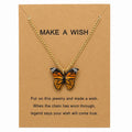 Monarch Butterfly Wish Necklace for Women – Orange Butterfly Pendant Necklace with Make A Wish Card, Cute Gold Tone Inspirational Jewelry Gift for Girls