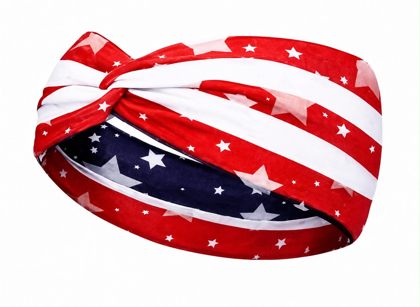 Patriotic Headbands for Women – Red, White, and Blue Twist Headbands, American Flag Hair Accessories for Fourth of July
