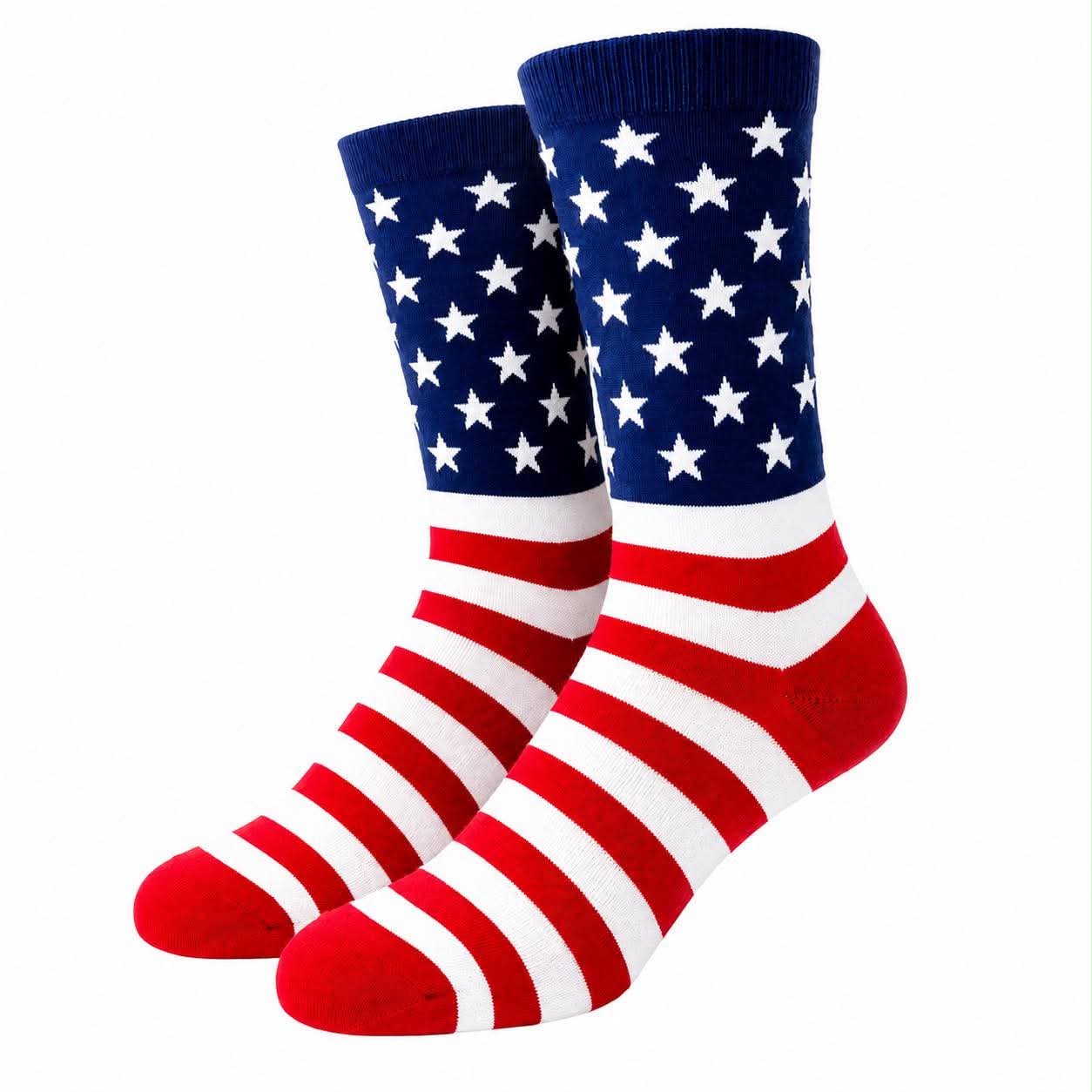 American Flag Crew Socks for Men & Women – Patriotic USA Stars & Stripes Athletic Casual Socks – Red White Blue Novelty Crew Socks