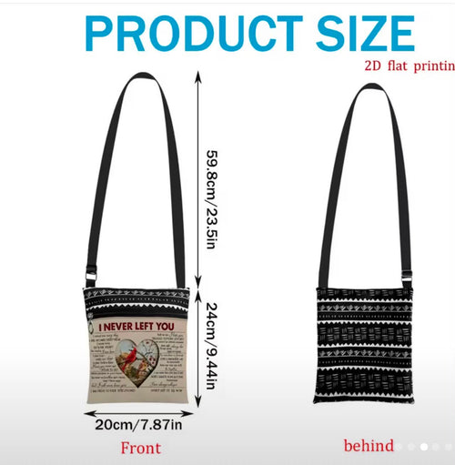 "I Never Left You" Cardinal-Inspired Crossbody Bag Multiple Pockets