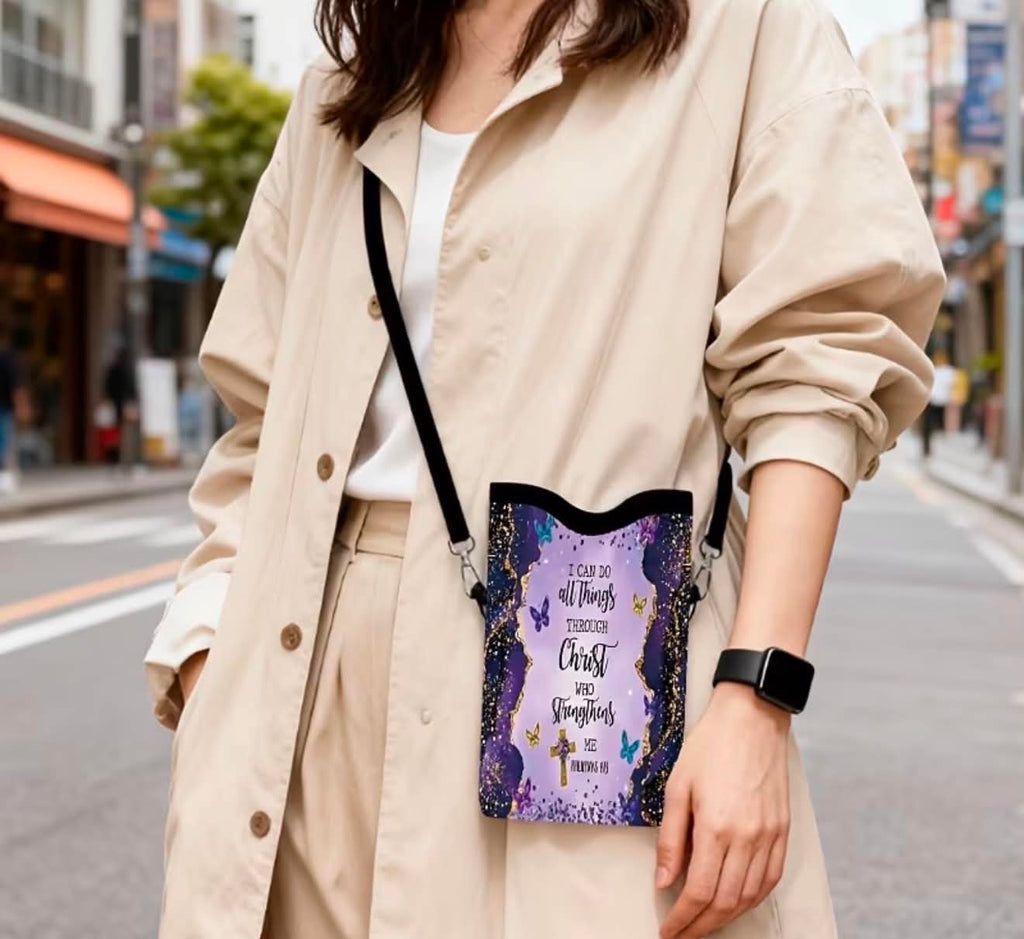 Inspirational Crossbody Phone Bag I Can All Things Through Christ