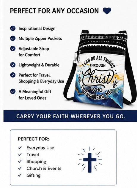 Christian Crossbody Bag I Can Do All Things Through Christ
