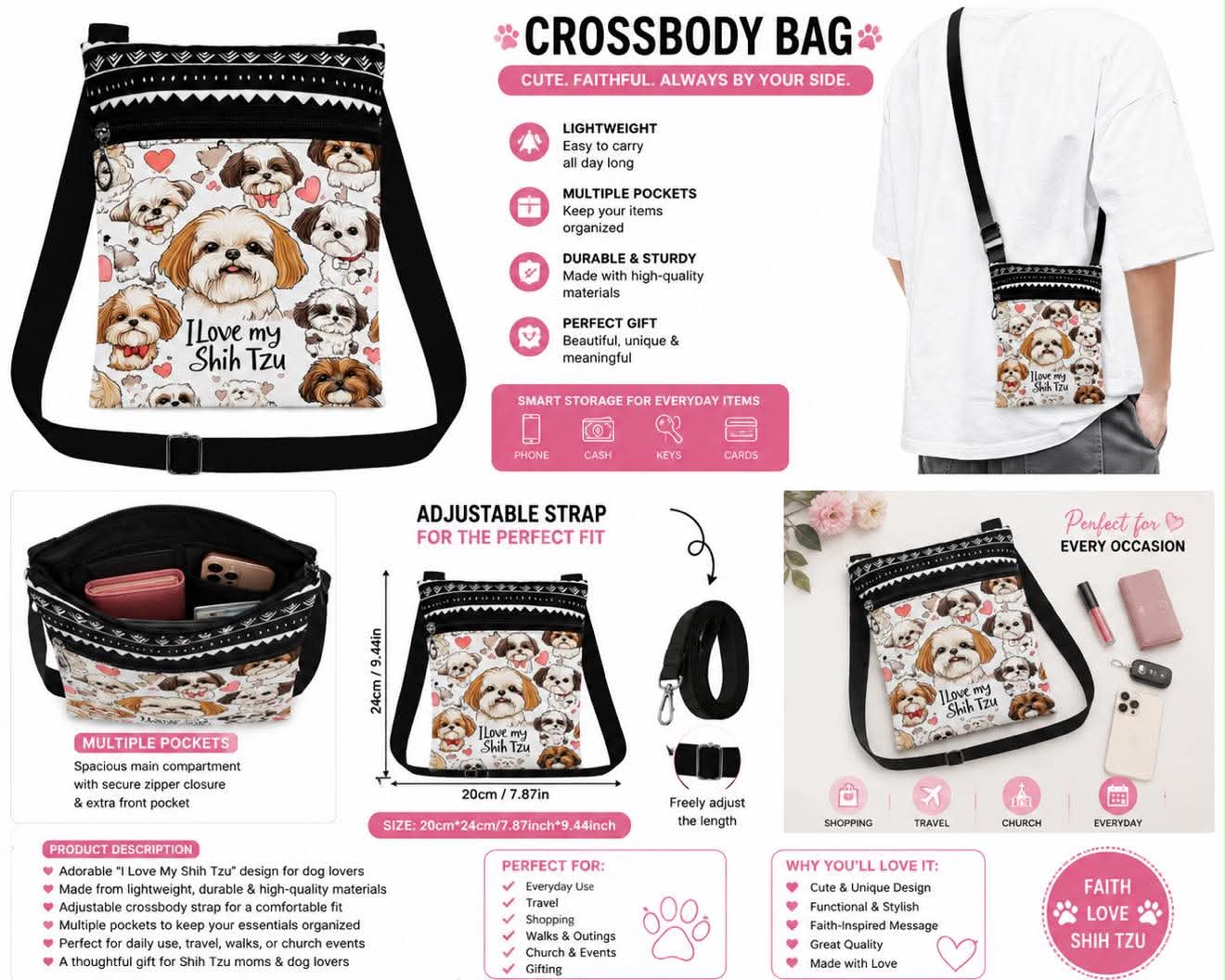 I Love My Shih Tzu Crossbody Bag