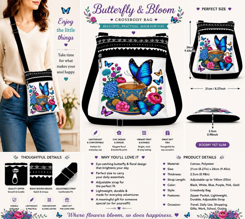 Butterfly & Bloom Crossbody Bag