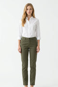 Ava & Viv Women’s Straight-Leg Stretch Chino Pants – Size 26W – Olive Green