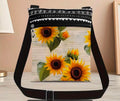 Sunflower & Black Tribal Crossbody Bag Adjustable Strap Lightweight Canvas Gift-Ready 21cm x 24cm Durable & Stylish
