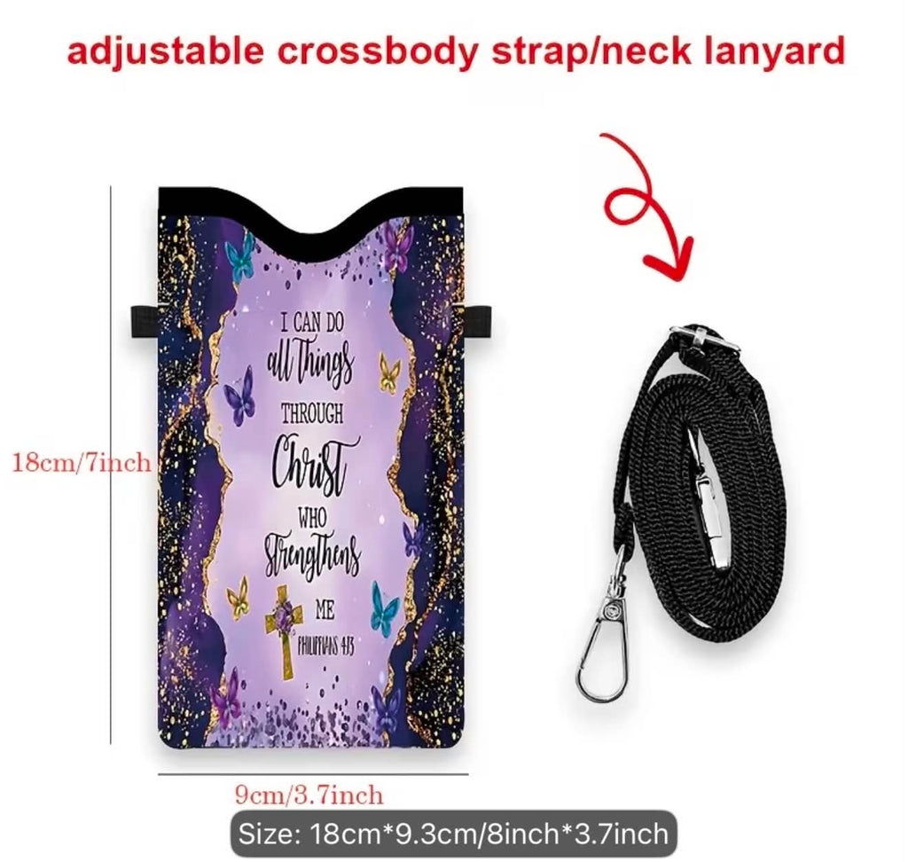 Inspirational Crossbody Phone Bag I Can All Things Through Christ