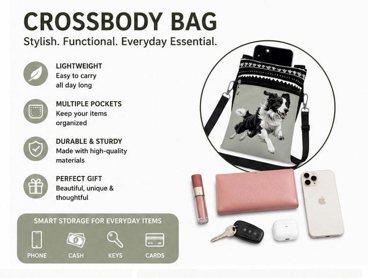 Dog Crossbody Bag Lightweight Shoulder Bag with Multiple Pockets