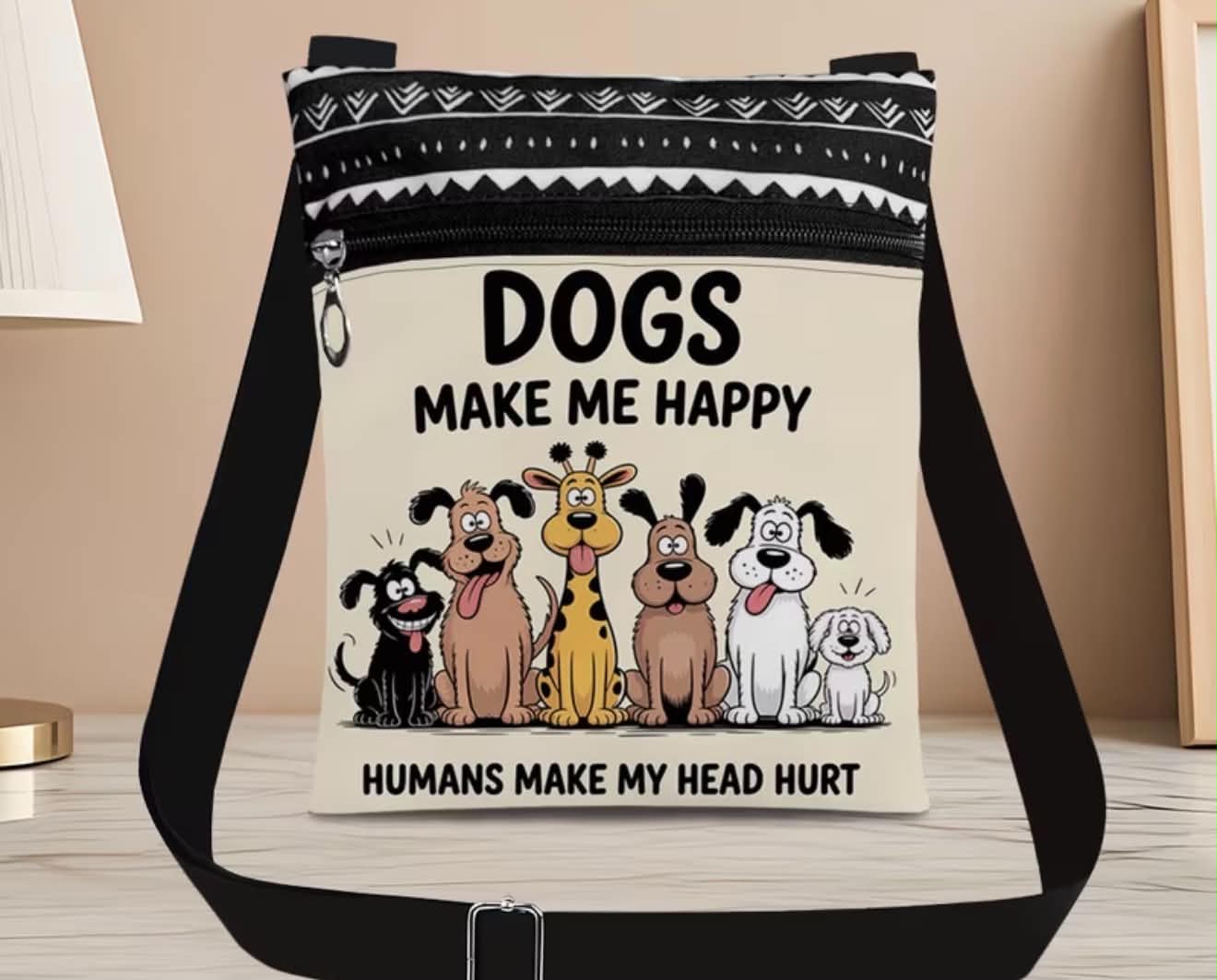 Dogs Make Me Happy Crossbody Bag