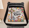 Easter Crossbody Bag With "He Is Risen" Design Floral & Bunny