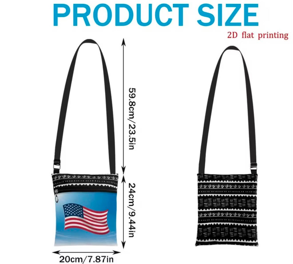 American Flag Crossbody Bag for Women & Men – Adjustable Shoulder Strap Small Travel Messenger Bag with Zipper Pocket, Patriotic USA Design