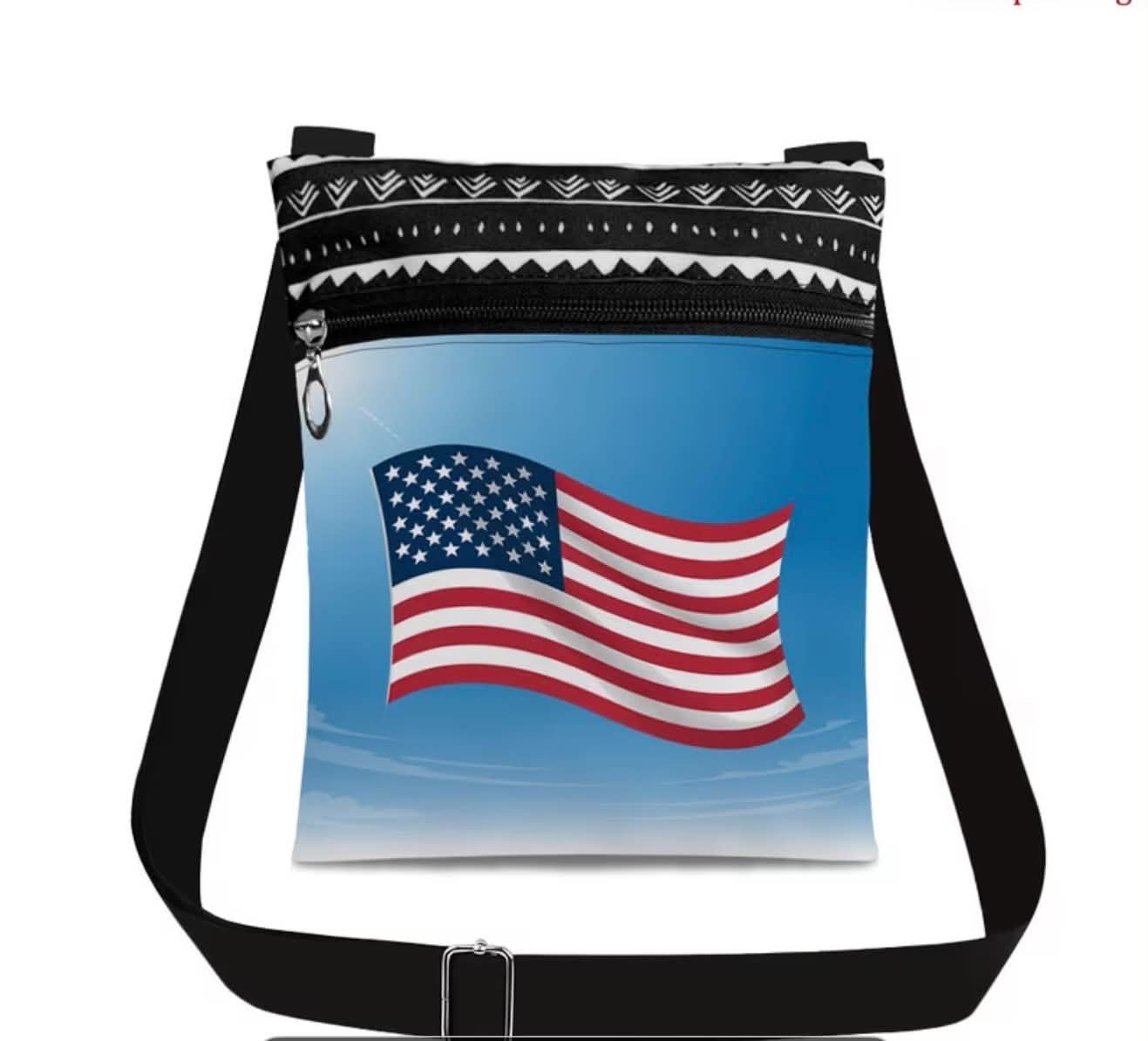American Flag Crossbody Bag for Women & Men – Adjustable Shoulder Strap Small Travel Messenger Bag with Zipper Pocket, Patriotic USA Design