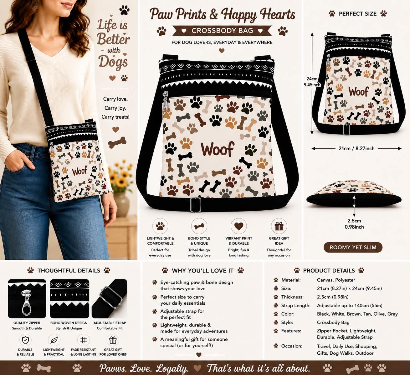 Pow Prints &amp; Happy Hearts Crossbody Bag