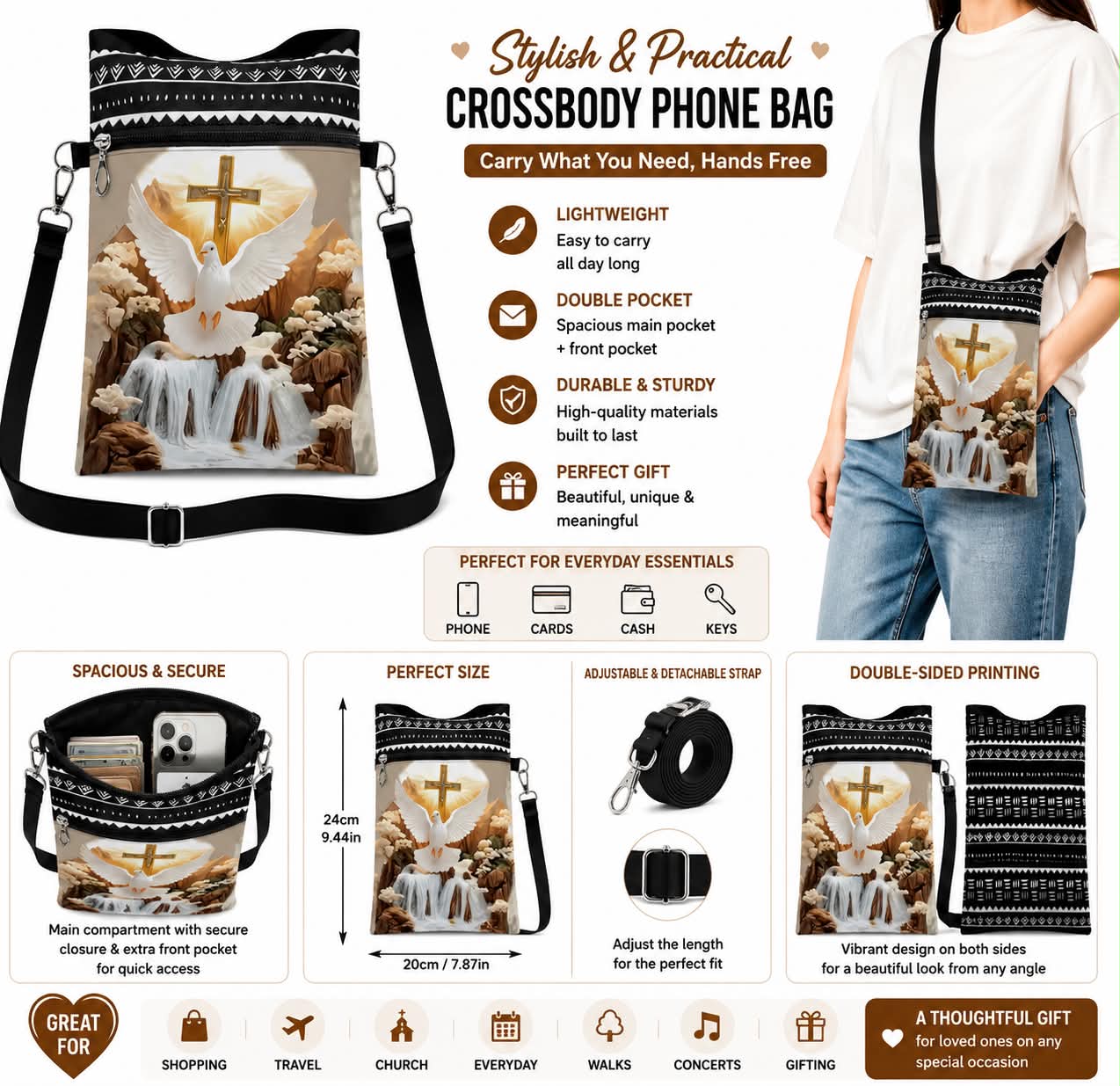 Stylish and Practical Crossbody PhoneBag Carry What you Need Hands Free