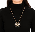 Elegant Butterfly Pendant Necklace for Women Rose Gold Tone Stainless Steel Necklace with Synthetic Zirconia Crystal Butterfly Charm Jewelry